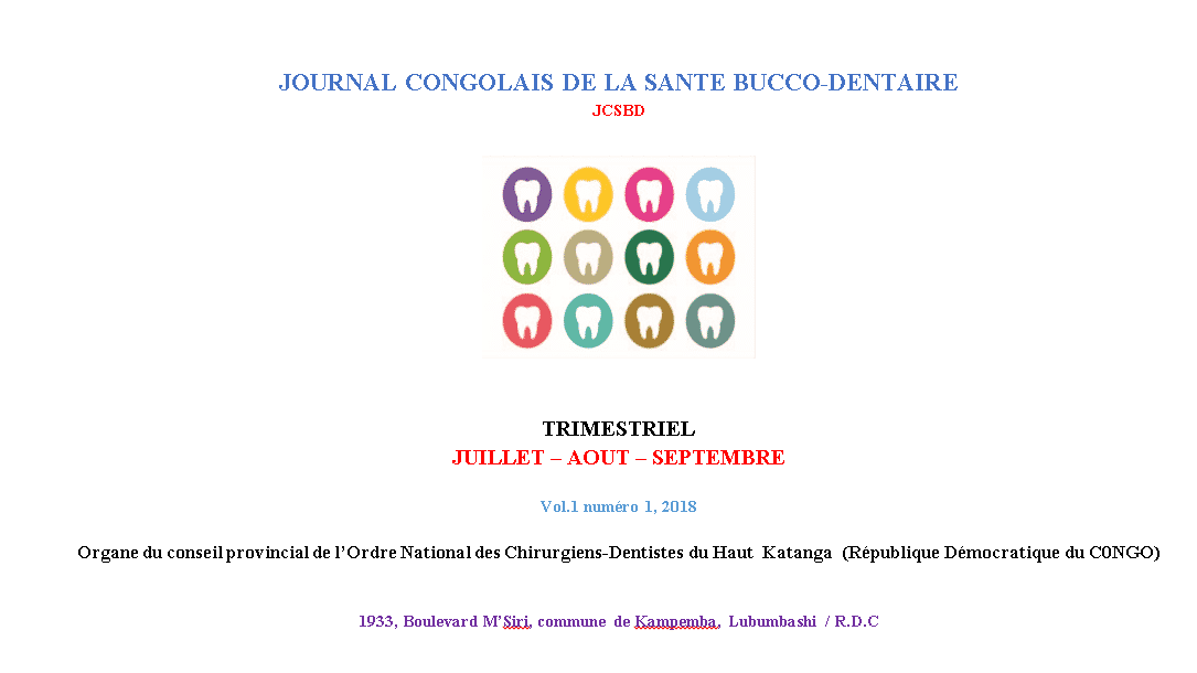 Journal congolais de la sante bucco-dentaire