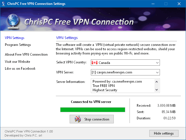 chrispc free vpn connection