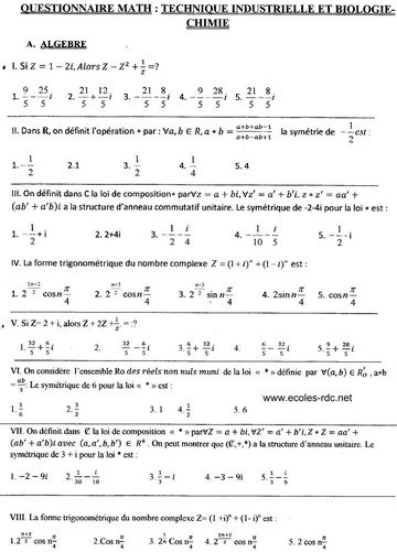 items exetat d'Option Math-Physique en PDF